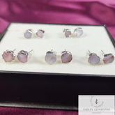 Raw Pink Opal Earrings, Silver Plated Earrings, Gemstone Stud Earrings, Electroplated Earrings, Fashion Earrings, Rough Pink Opal Stud, Gift